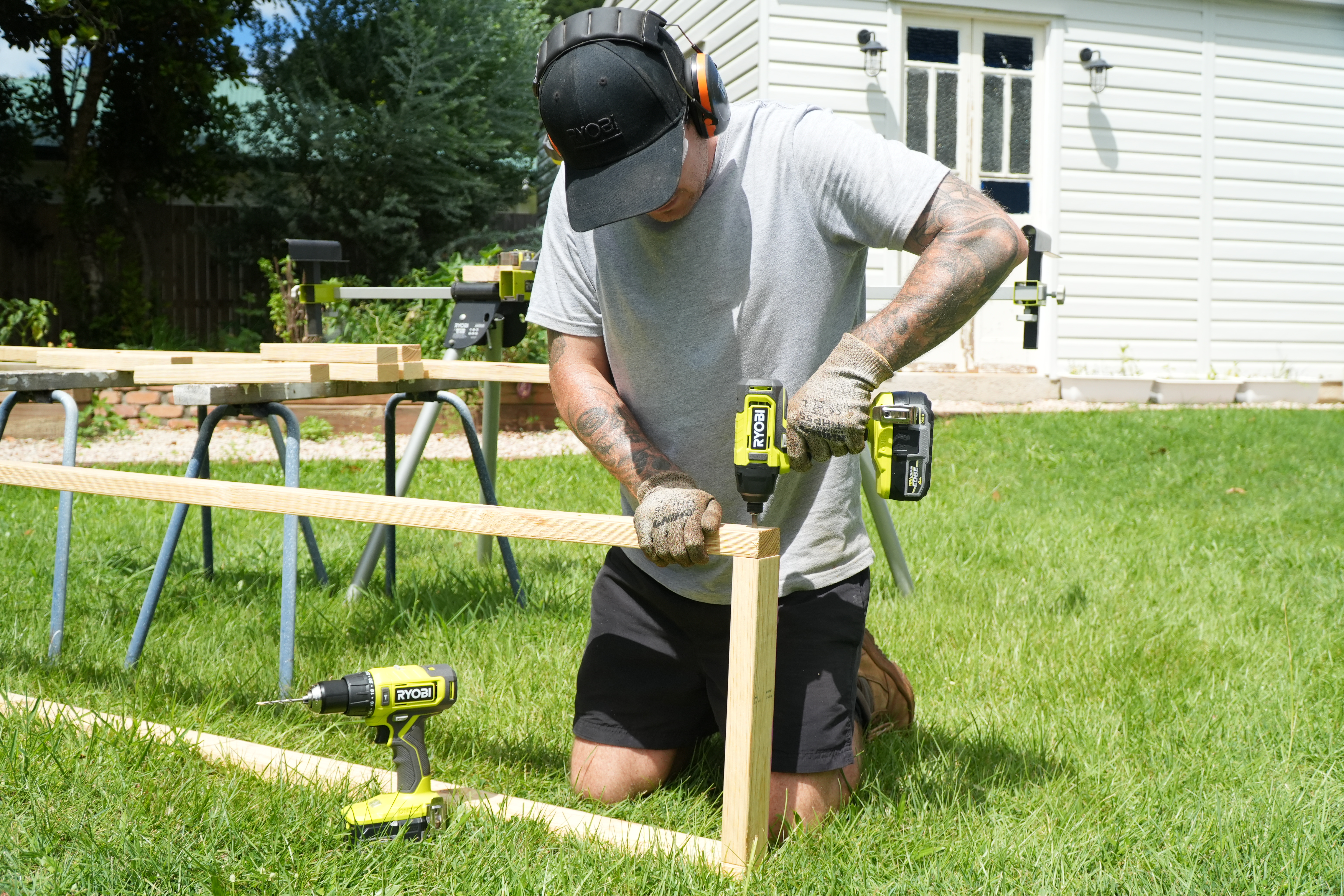 Assemble timber frame for DIY Window Seat