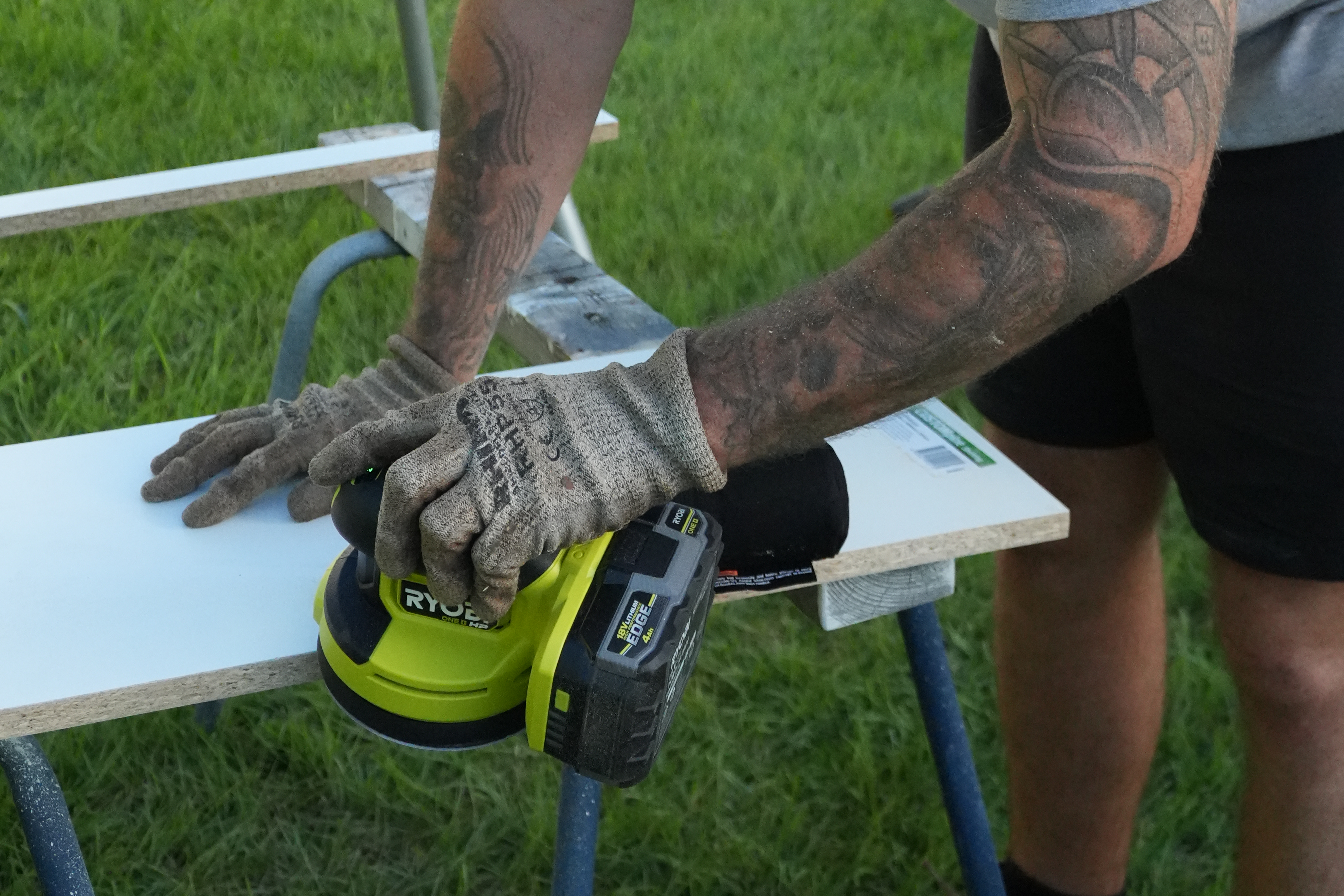 Sand rough edges with RYOBI Orbital Sander