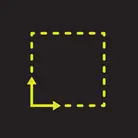 Icon: hyper green dotted square with arrows on a black background