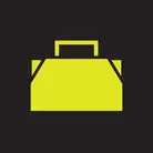 Icon: hyper green suitcase on a black background