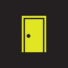 Icon: hyper green door on a black background