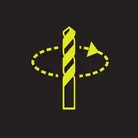 Icon: hyper green drill bit with rotating arrow on black background