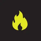 Icon: hyper green flame on a black background