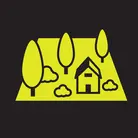 Icon: hyper green garden scape on a black background 
