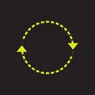 Icon: hyper green rotating arrows on a black background
