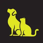 Icon: hyper green cat and dog on a black background