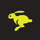 Icon: hyper green rabbit jumping on a black background 