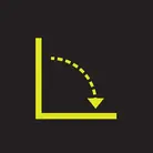 Icon: hyper green 90 degree angle with arrow on a black background