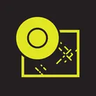 Icon: hyper green sanding disc above a square on a black background