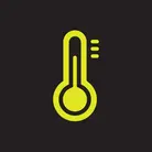 Icon: hyper green thermometer on a black background