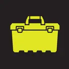 Icon: hyper green toolbox on a black background 