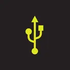Icon: hyper green usb charging icon on a black background 