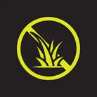 Icon: hyper green weed in circle with cross on a black background