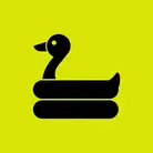 Icon: black inflatable duck on hyper green background