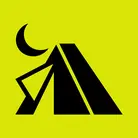Icon: black tent on hyper green background