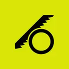 Icon: black blade cutting circle on hyper green background 