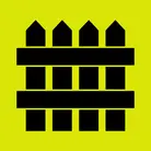 Icon: black wooden fence on hyper green background