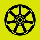 Icon: black wheel with lug nuts visible on hyper green background