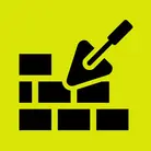 Icon: black bricks with trowel on hyper green background