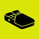 Icon: black double bed with cover turned down on hyper green background