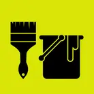 Icon: black paintbrush and can on hyper green background