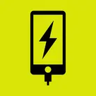 Icon: black phone charging with hyper green background