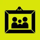 Icon: black picture frame with people inside on hyper green background