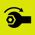 Icon: black spanner with bolt and clockwise arrow on hyper green background 
