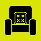 Icon: black armchair and cushion on hyper green background