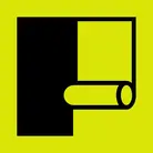 Icon: Wall with roll of paper on one side on hyper green background