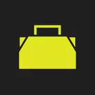 Icon: hyper green suitcase on a black background