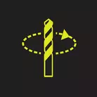 Icon: hyper green drill bit with rotating arrow on black background