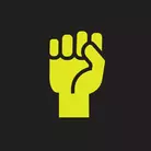 Icon: hyper green fist on a black background
