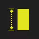 Icon: hyper green vertical arrows beside container on a black background