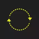 Icon: hyper green rotating arrows on a black background