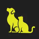 Icon: hyper green cat and dog on a black background