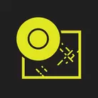 Icon: hyper green sanding disc above a square on a black background