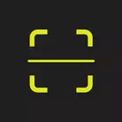 Icon: hyper green scan outline with horizontal line in middle on a black background
