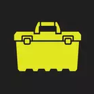 Icon: hyper green toolbox on a black background 