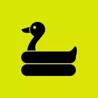 Icon: black inflatable duck on hyper green background