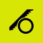 Icon: black blade cutting circle on hyper green background 