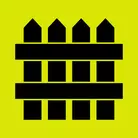 Icon: black wooden fence on hyper green background