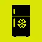 Icon: black fridge and freezer on hyper green background 