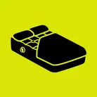 Icon: black double bed with cover turned down on hyper green background