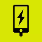 Icon: black phone charging with hyper green background