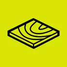 Icon: black square plywood on hyper green background