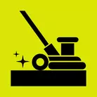 Icon: black floor stripper and polisher on hyper green background